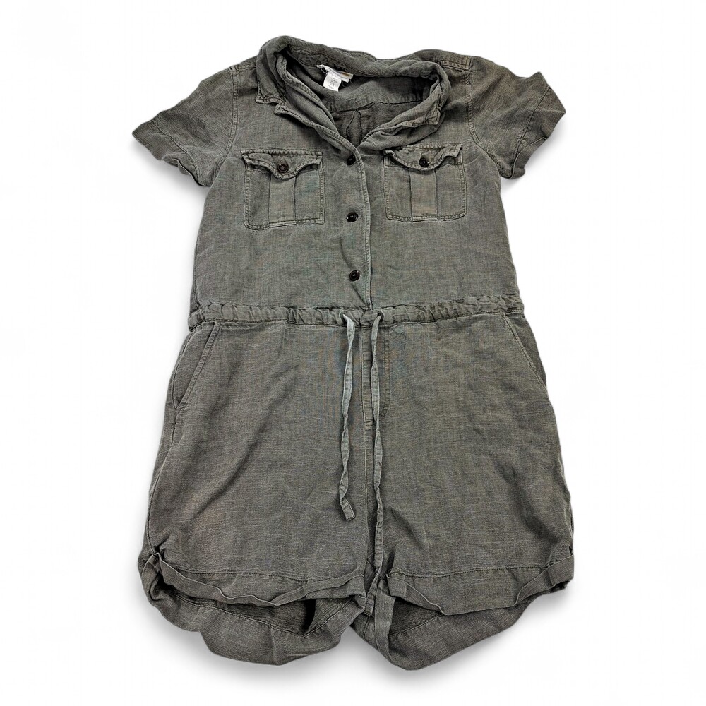 C&C‎ California Short-Sleeve Linen Romper Jumpsuit M